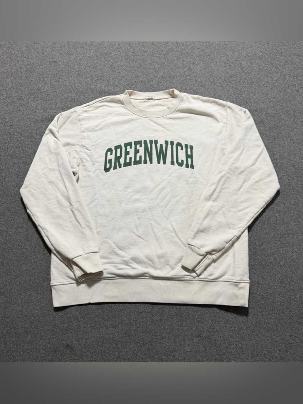 John Galt/Brandy Melville Greenwich Crewneck Sweatshirt Tan/Green Oversized